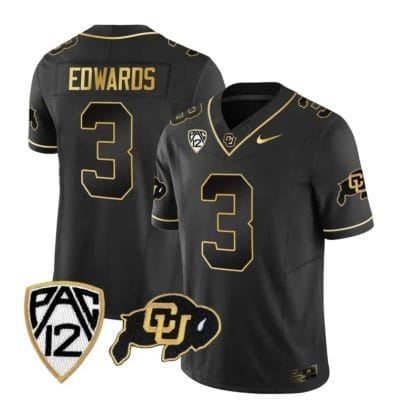 Colorado Buffaloes Dylan Edwards Jersey #3 Vapor Gold Limited All Stitched Black Gold 8 Colorado Buffaloes Dylan Edwards Jersey #3 Vapor Gold Limited All Stitched Black Gold