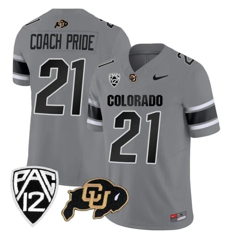 Colorado Buffaloes Coach Pride Jersey #21 Vapor College Football All Stitched Gray 1 Colorado Buffaloes Coach Pride Jersey #21 Vapor College Football All Stitched Gray