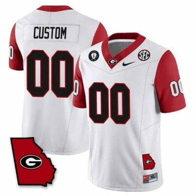 Custom Georgia Bulldogs Jersey Name and Number Color Sleeve All Stitched – White 8 Custom Georgia Bulldogs Jersey Name and Number Color Sleeve All Stitched – White