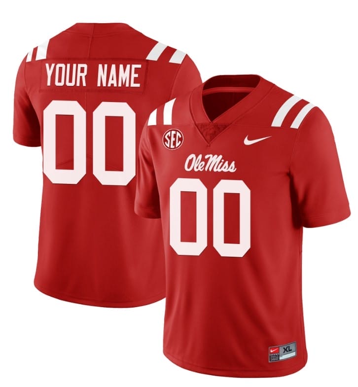 Custom Ole Miss Rebels Jersey Name and Number College Football All Stitched Red 1 Custom Ole Miss Rebels Jersey Name and Number College Football All Stitched Red