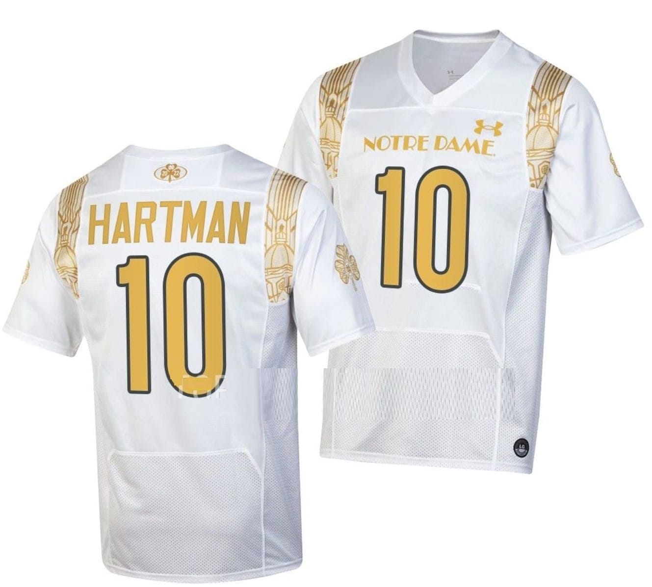 Notre Dame Fighting Irish #10 Sam Hartman Jersey Shamrock Series College Football White 1 Notre Dame Fighting Irish #10 Sam Hartman Jersey Shamrock Series College Football White