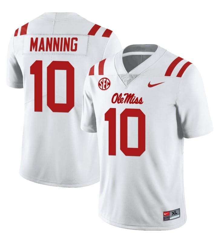 Ole Miss Rebels Eli Manning Jersey #10 College Football All Stitched White 1 Ole Miss Rebels Eli Manning Jersey #10 College Football All Stitched White