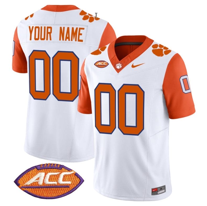 Custom Clemson Tigers Jersey Name and Number Vapor Limited ACC Patch College Football Stitched Orange Sleeves 1 Custom Clemson Tigers Jersey Name and Number Vapor Limited ACC Patch College Football Stitched Orange Sleeves