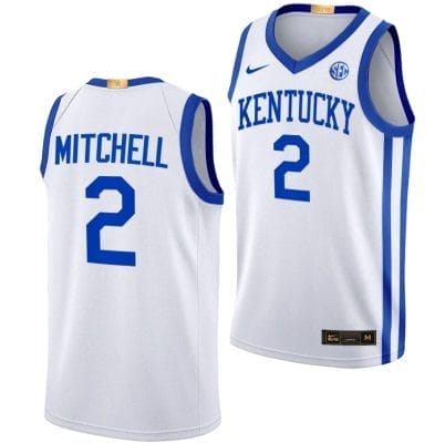 Kentucky Wildcats Tre Mitchell Jersey #2 College Basketball White 2022 2023 8 Kentucky Wildcats Tre Mitchell Jersey #2 College Basketball White 2022 2023