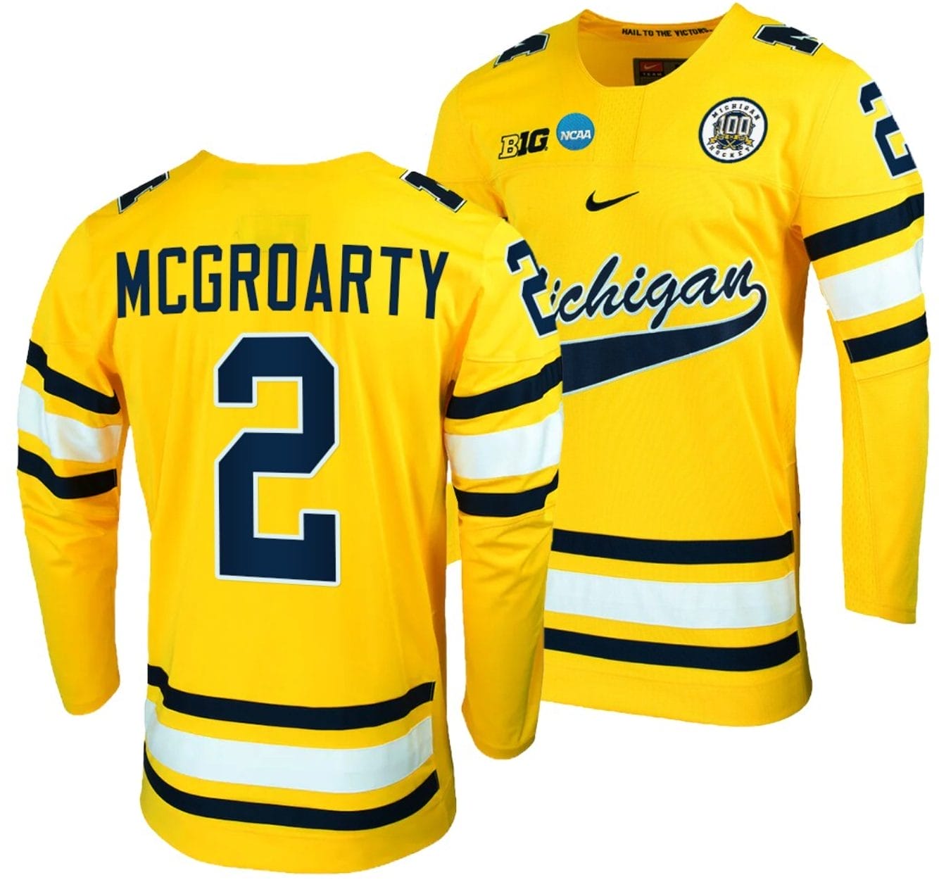 Michigan Wolverines Rutger McGroarty Jersey #2 NCAA Hockey Tournament Maize 2023 1 Michigan Wolverines Rutger McGroarty Jersey #2 NCAA Hockey Tournament Maize 2023
