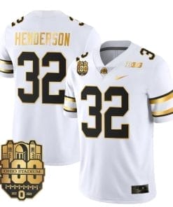 Ohio State Buckeyes TreVeyon Henderson Jersey #32 College Football Stitched White Gold
