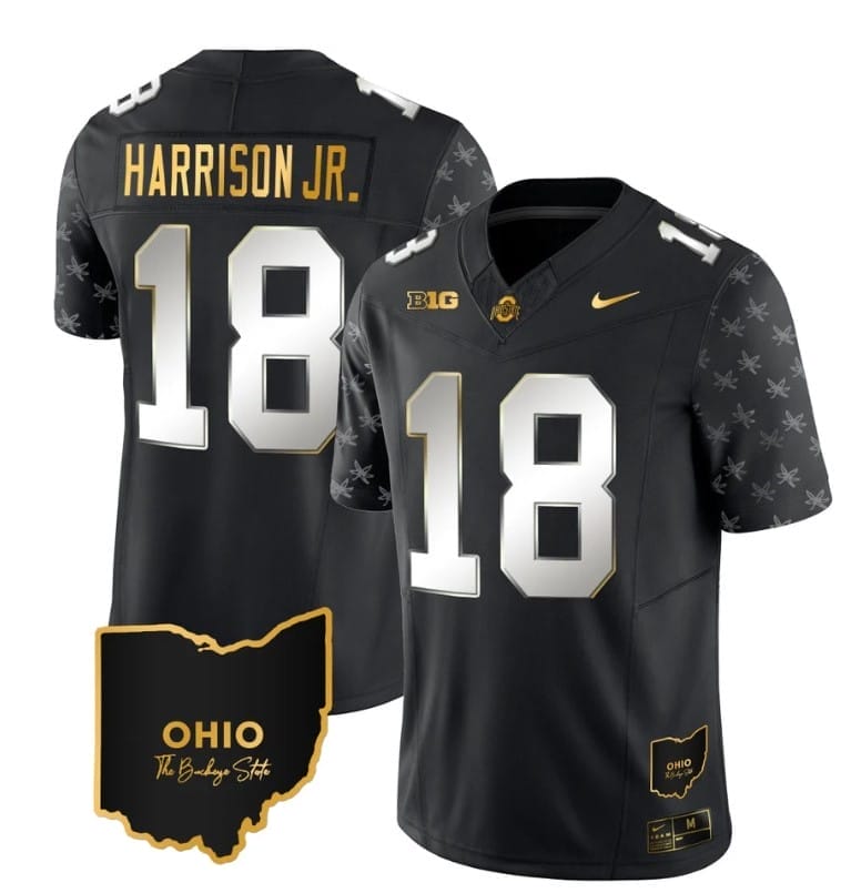 Ohio State Buckeyes Marvin Harrison Jr Jersey #18 College Football Stitched Alternate Black Limited 1 Ohio State Buckeyes Marvin Harrison Jr Jersey #18 College Football Stitched Alternate Black Limited