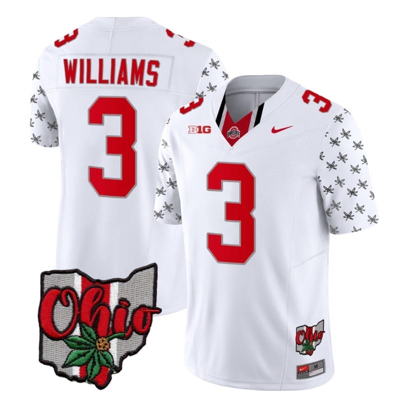 Ohio State Buckeyes Miyan Williams Jersey #3 College Football Stitched Alternate 2023 White Limited 1 Ohio State Buckeyes Miyan Williams Jersey #3 College Football Stitched Alternate 2023 White Limited