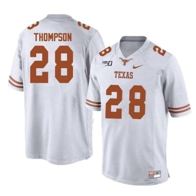 Texas Longhorns Jerrin Thompson Jersey #28 College Football White 10 Texas Longhorns Jerrin Thompson Jersey #28 College Football White