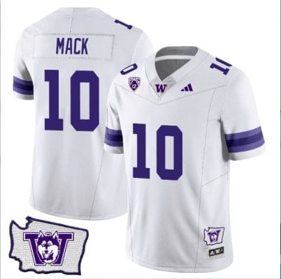 Austin Mack Jersey #10 Washington Huskies Washington Map Patch Football White 8 Austin Mack Jersey #10 Washington Huskies Washington Map Patch Football White