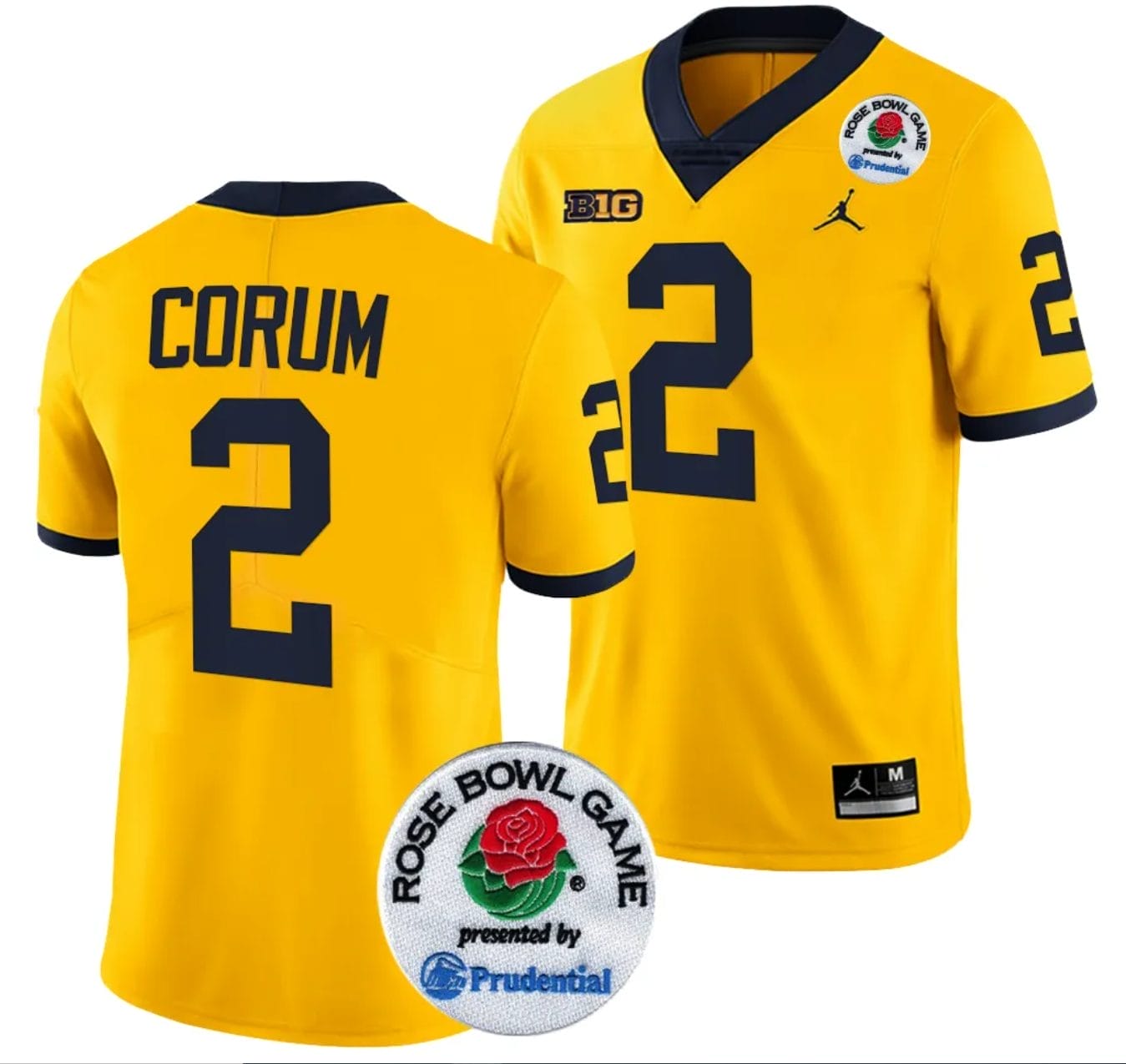Blake Corum Jersey #2 Michigan Wolverines Rose Bowl Game 2024 Patch College Football Playoff Maize 1 Blake Corum Jersey #2 Michigan Wolverines Rose Bowl Game 2024 Patch College Football Playoff Maize