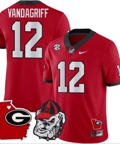 Brock Vandagriff Jersey #12 Georgia Bulldogs Georgia State Map College Football Stitched Red
