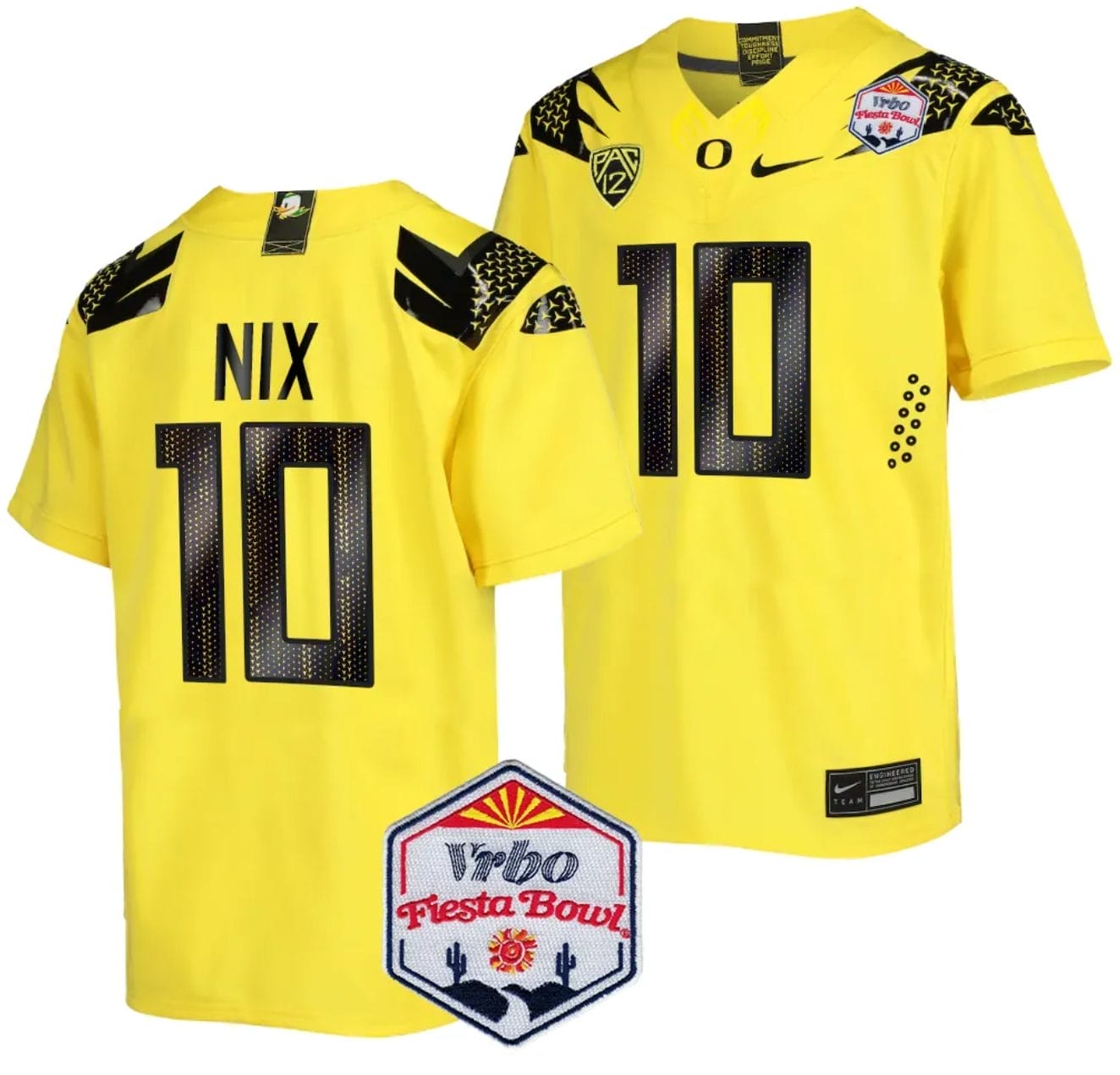Bo Nix Jersey #10 Oregon Ducks Fiesta Bowl Patch 2024 Football Yellow 1 Bo Nix Jersey #10 Oregon Ducks Fiesta Bowl Patch 2024 Football Yellow