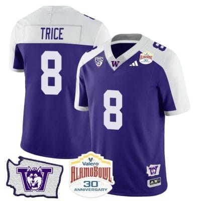 Bralen Trice Jersey #8 Washington Huskies Alamo Bowl Patch Alternate Football Stitched 8 Bralen Trice Jersey #8 Washington Huskies Alamo Bowl Patch Alternate Football Stitched