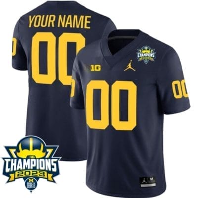 Custom Michigan Wolverines Jersey Name and Number 2023 Big Ten Champions Patch Navy 8 Custom Michigan Wolverines Jersey Name and Number 2023 Big Ten Champions Patch Navy