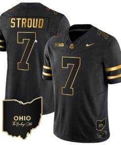 CJ Stroud Jersey #7 Ohio State Buckeyes College Football Stitched Vapor Limited Gold Ohio Patch Black Gold