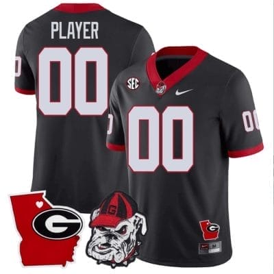 Custom Georgia Bulldogs Jersey Name and Number Georgia State Map College Football Stitched Black 8 Custom Georgia Bulldogs Jersey Name and Number Georgia State Map College Football Stitched Black