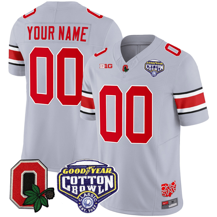 Custom Ohio State Jersey Name and Number Good Year Cotton Bowl Patch Football Gray 1 Custom Ohio State Jersey Name and Number Good Year Cotton Bowl Patch Football Gray