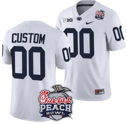 Custom Penn State Jersey Name and Number Peach Bowl Patch 2024 College Football White 8 Custom Penn State Jersey Name and Number Peach Bowl Patch 2024 College Football White