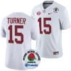 Dallas Turner Jersey #15 Alabama Crimson Tide Rose Bowl Game 2024 Patch College Football Playoff White 4 Dallas Turner Jersey #15 Alabama Crimson Tide Rose Bowl Game 2024 Patch College Football Playoff White