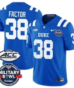 Factor Jersey #38 Duke Blue Devils Football Limited Royal Military Bowl
