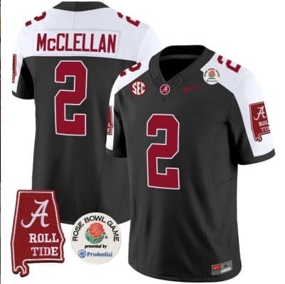 Jase McClellan Jersey #2 Alabama Crimson Rose Bowl Patch Football Black Alternate 8 Jase McClellan Jersey #2 Alabama Crimson Rose Bowl Patch Football Black Alternate