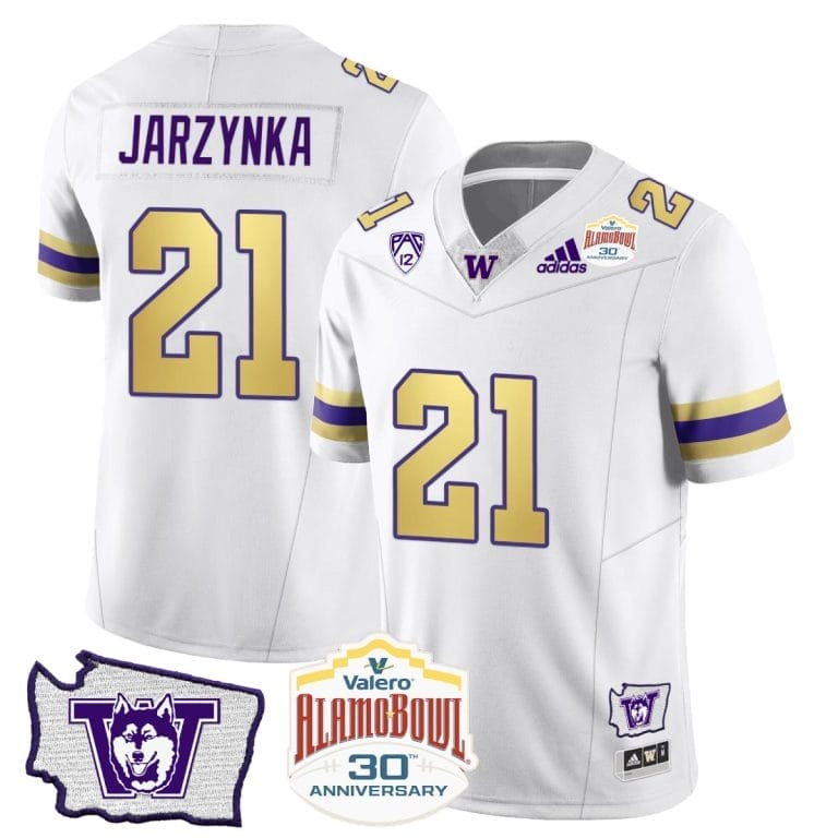 Joe Jarzynka Jersey #21 Washington Huskies Alamo Bowl Patch Football Husky Royalty 1 Joe Jarzynka Jersey #21 Washington Huskies Alamo Bowl Patch Football Husky Royalty