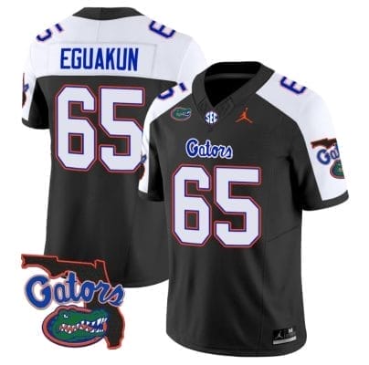 Kingsley Eguakun Jersey #65 Florida Gators Vapor Limited Florida Map College Football Black Alternate 8 Kingsley Eguakun Jersey #65 Florida Gators Vapor Limited Florida Map College Football Black Alternate