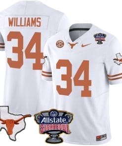 Ricky Williams Jersey #34 Texas Longhorns Sugar Bowl Patch Vapor Football White