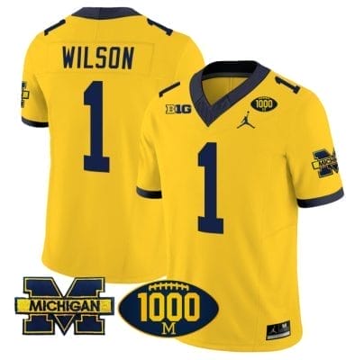 Roman Wilson Jersey #1 Michigan Wolverines 1000 Wins Patch Vapor College Football Maize 8 Roman Wilson Jersey #1 Michigan Wolverines 1000 Wins Patch Vapor College Football Maize