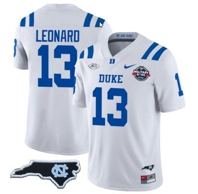 Riley Leonard Jersey #13 Duke Blue Devils Football Limited White NC State 8 Riley Leonard Jersey #13 Duke Blue Devils Football Limited White NC State