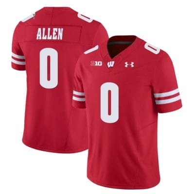 Braelon Allen Jersey #0 Wisconsin Badgers Vapor Limited College Football Red 8 Braelon Allen Jersey #0 Wisconsin Badgers Vapor Limited College Football Red