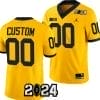 Custom Michigan Wolverines Jersey Name and Number 2024 Football National Championship Playoff Yellow 4 Custom Michigan Wolverines Jersey Name and Number 2024 Football National Championship Playoff Yellow