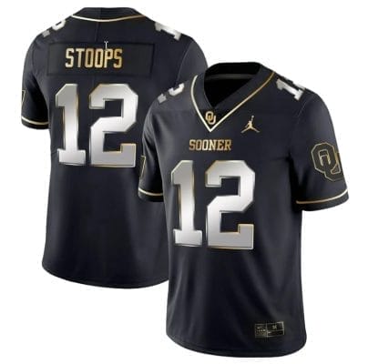 Drake Stoops Jersey #12 Oklahoma Sooners College Football Stitched Black Gold 8 Drake Stoops Jersey #12 Oklahoma Sooners College Football Stitched Black Gold