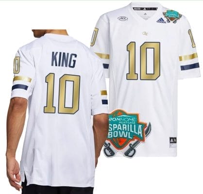 Haynes King Jersey #10 Georgia Tech Yellow Jackets 2023 Gasparilla Bowl Patch Football White 8 Haynes King Jersey #10 Georgia Tech Yellow Jackets 2023 Gasparilla Bowl Patch Football White