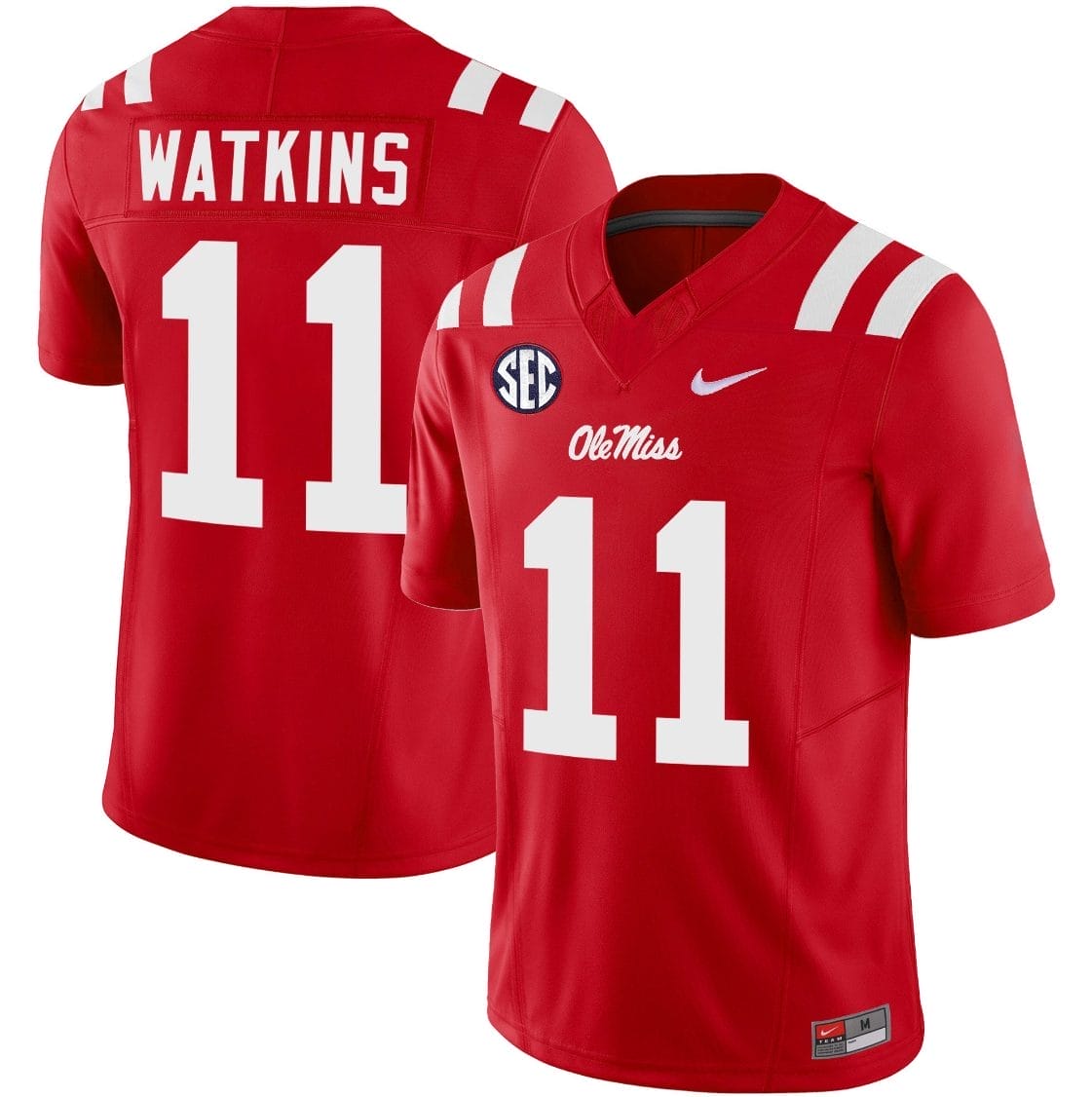 Jordan Watkins Jersey #11 Ole Miss Rebels Football Vapor Limited All Stitched Red 1 Jordan Watkins Jersey #11 Ole Miss Rebels Football Vapor Limited All Stitched Red