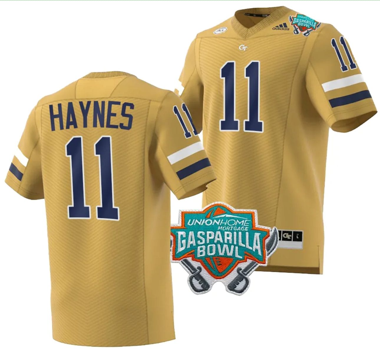Jamal Haynes Jersey #11 Georgia Tech Yellow Jackets 2023 Gasparilla Bowl Patch Football Brown 1 Jamal Haynes Jersey #11 Georgia Tech Yellow Jackets 2023 Gasparilla Bowl Patch Football Brown