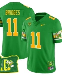 Trikweze Bridges Jersey #11 Oregon Ducks ‘Mighty Oregon’ Throwback Football Oregon State Green