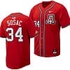 Anthony Susac Jersey #34 Arizona Wildcats Replica Baseball Full-Button Red 2 Anthony Susac Jersey #34 Arizona Wildcats Replica Baseball Full-Button Red