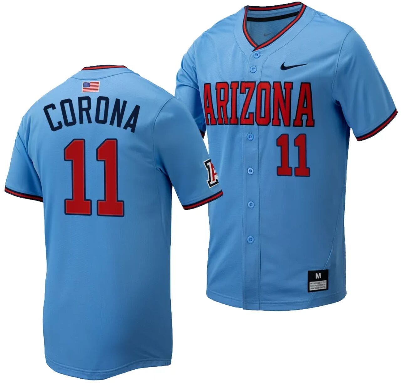 Emilio Corona Jersey #11 Arizona Wildcats Replica Baseball Full-Button Light Blue 1 Emilio Corona Jersey #11 Arizona Wildcats Replica Baseball Full-Button Light Blue