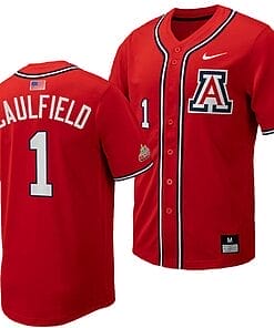 Garen Caulfield Jersey #1 Arizona Wildcats Replica Baseball Full-Button Red