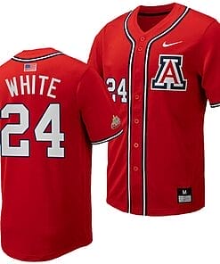 Mason White Jersey #24 Arizona Wildcats Replica Baseball Full-Button Red