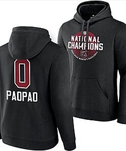 Te Hina Paopao Hoodie #0 South Carolina Gamecocks 2024 NCAA Basketball National Champions Pullover Locker Room Black