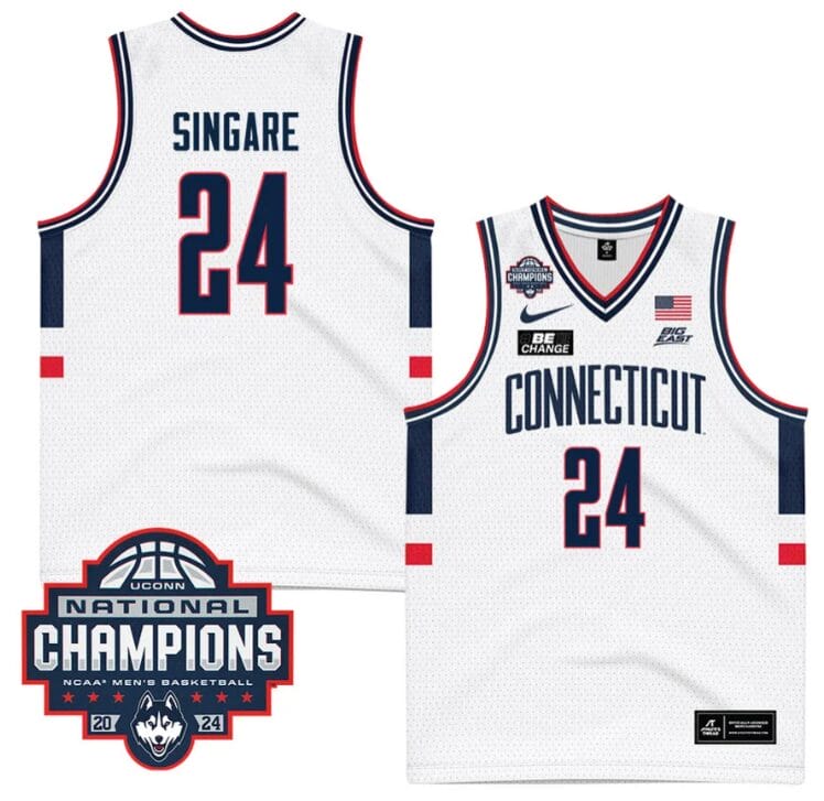Youssouf Singare Jersey #24 UConn Huskies 2024 NCAA Basketball National Champions White 1 Youssouf Singare Jersey #24 UConn Huskies 2024 NCAA Basketball National Champions White
