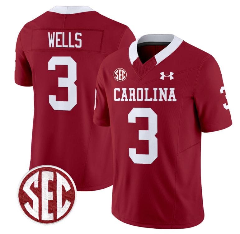 Juice Wells Jersey #3 South Carolina Gamecocks Football 1980 Throwback Vapor Limited SEC Patch Garnet 8 Juice Wells Jersey #3 South Carolina Gamecocks Football 1980 Throwback Vapor Limited SEC Patch Garnet