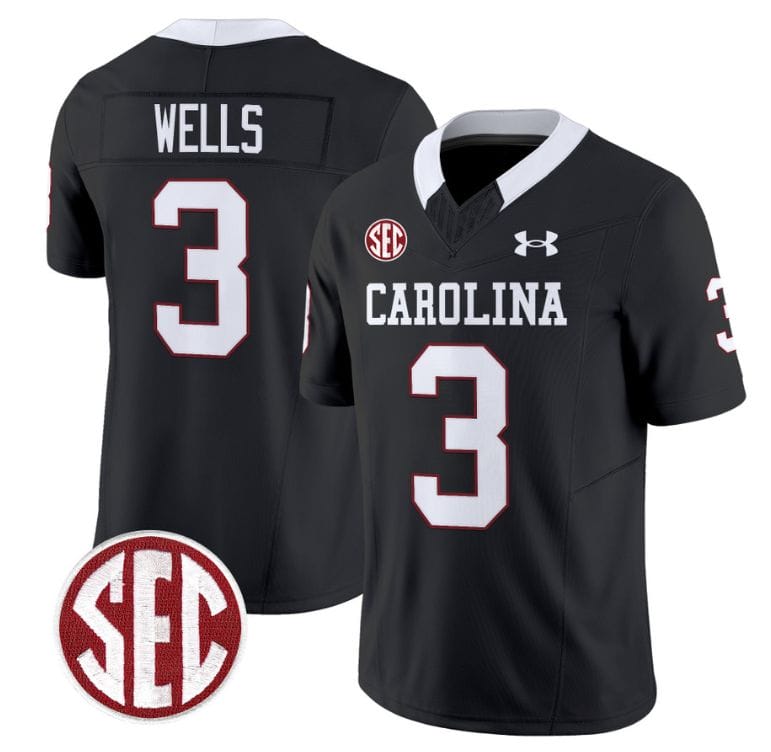 Juice Wells Jersey #3 South Carolina Gamecocks Football 1980 Throwback Vapor Limited SEC Patch Black 8 Juice Wells Jersey #3 South Carolina Gamecocks Football 1980 Throwback Vapor Limited SEC Patch Black