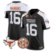 Arch Manning Jersey #16 Texas Longhorns State Map and Sec Patch Vapor Limited College Football Stitched Black Alternate 4 Arch Manning Jersey #16 Texas Longhorns State Map and Sec Patch Vapor Limited College Football Stitched Black Alternate