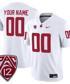 Custom Washington State Cougars Jersey Name and Number College Football White Away Game – All Stitched