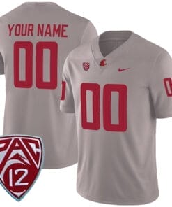 Custom Washington State Cougars Jersey Name and Number College Football Grey Alternate Game – All Stitched