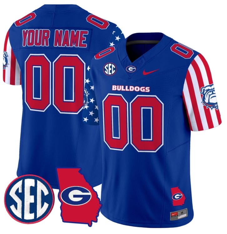 Custom Georgia Bulldogs Jersey Name and Number American Style Vapor Limited Football Stitched Royal 8 Custom Georgia Bulldogs Jersey Name and Number American Style Vapor Limited Football Stitched Royal